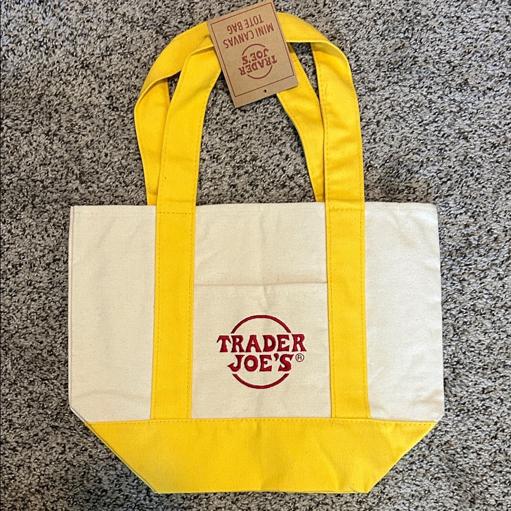 Trader Joe’s Yellow & Cream Canvas Tote Bag - Picture 3 of 3